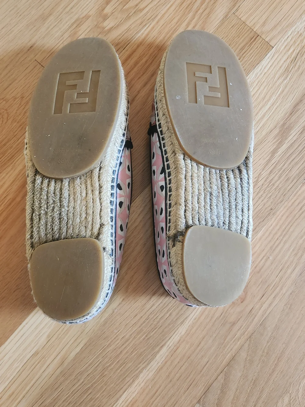 Fendi Pink Black Geometric Espadrille Flats